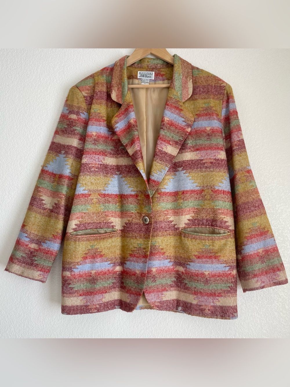 Vintage Blassport southwestern tribal blazer button close, L